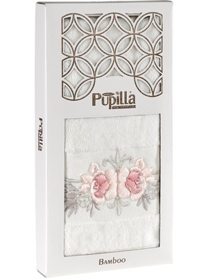 Pupilla Collection Eva Penye 50*90 Nakışlı Tekli Yüz Havlusu(Kutulu)Tomurcuk Desen - Krem