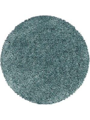 Carpettex Yuvarlak Halı Yumuşak Yüksek Havlı 30 mm Shaggy Salon Halısı Düz Aqua Mavi Renkli