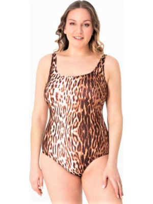 SUNSURF Büyük Beden Leopar Desenli Mayo