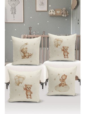 Bertille Home Çocuk Bebek Çift Tarafı Dijital Baskılı  4'lü Kırlent Kılıfı Seti  (Kids Children Cushion Cover)