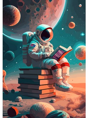 512 Art Design Retro Astronot Duvar Poster /uzay 30X42 cm Çerçevesiz