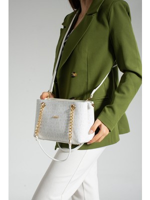 Just Polo Beyaz Orta Boy 4 Bölmeli Iki Askılı Kadın El & Omuz Çantası 24X20CM PBU20102