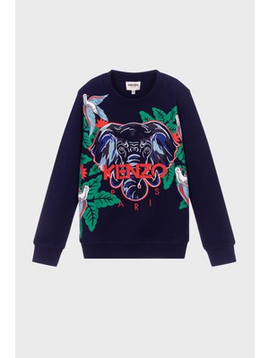 Kenzo Pamuklu Bisiklet Yaka Çocuk Sweat Sweat K25704/868 Electrıc Blue