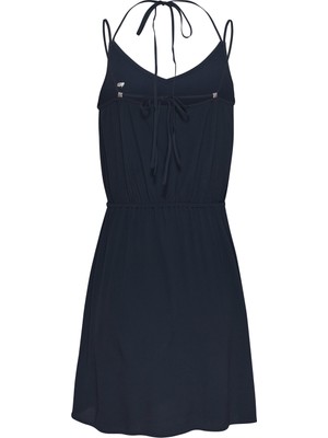 Tommy Jeans V Yaka Düz Lacivert Kısa Kadın Elbise Tjw Essentıal Strappy Dress