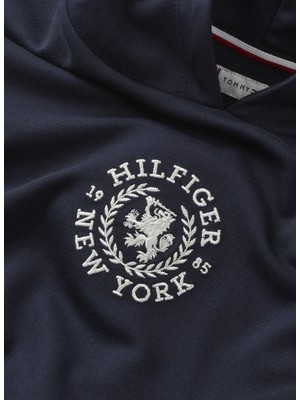 Tommy Hilfiger Düz Kız Çocuk Lacivert Sweatshırt Crest Logo Hoodıe