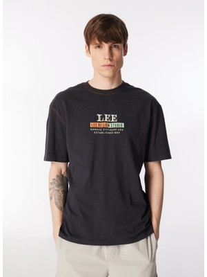 Lee Bisiklet Yaka Antrasit Erkek T-Shirt L241194003 Bisiklet Yaka T-Shirt