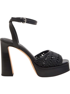 Katy Perry The Steady Ankle Strap Kadın Siyah Hasır Topuklu Sandalet