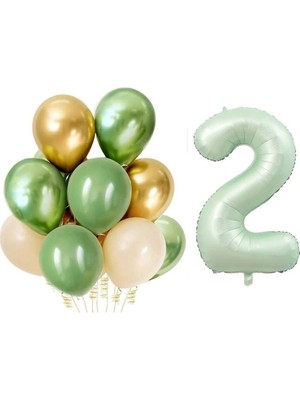 Parti Sürprizi Retro Su Yeşili 2 Yaş Latex Balon Set