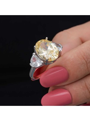 Gumush Gümüş Sitrin Zirkon Taşlı Kadın Yüzük