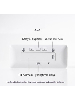 Tengda Ins Basit Geniş Ekran Saati Oturma Odası Duvar Saati Sıcaklık ve Nem Saati Yaratıcı Modern Saat Asılabilir Veya Ayakta Durabilir YD106 (Yurt Dışından)