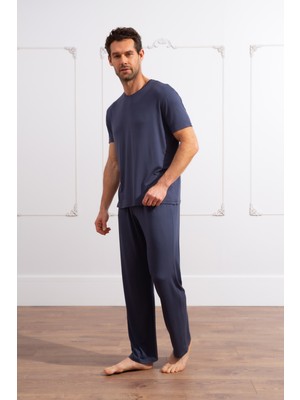 Yakamel Erkek Kısa Kollu Penye Pijama Takımı