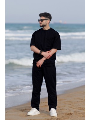 Yakamel Erkek Kısa Kollu Bisiklet Yaka Yazlık Pijama Takımı