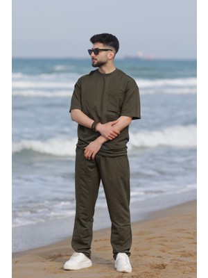 Yakamel Erkek Kısa Kollu Bisiklet Yaka Yazlık Pijama Takımı