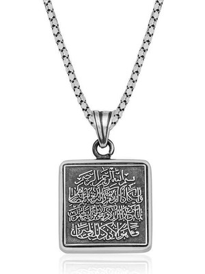 Serra Jewels Gümüş Kare Nazar Dualı Cevşen Kolye