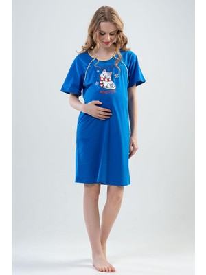 Kadın Kısa Kol Sax Hamile Gecelik C4T9N0102