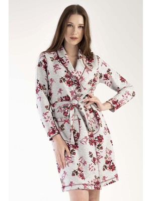 Kadın Uzun Kol Kapitone Gri Melanj Sabahlık C4T0N1303