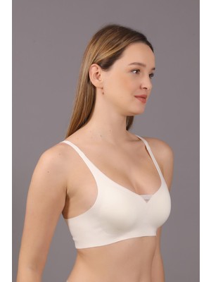 Cotonhause Kadın Lazer Kesim Ince Süngerli Desteksiz Ekru Crop Sütyen C3T3N6O110