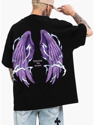 Gossip Team Day Light Killer Butter Fly  Ön ve Arka Baskılı Siyah Unisex Oversize T-Shirt