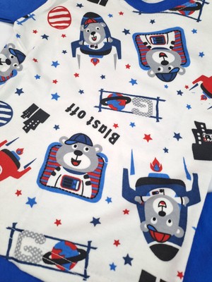 Bonboner Kids Erkek Çocuk Mavi Renk Lastikli Paça Astronot Baskılı Pijama Takımı