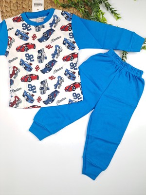 Bonboner Kids Erkek Çocuk Yarış Arabası Baskılı Mavi Pijama Takımı