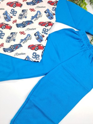 Bonboner Kids Erkek Çocuk Yarış Arabası Baskılı Mavi Pijama Takımı