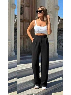 Gülgel Zara Model Cırt Kapamalı Palazzo Mevsimlik Kadın Esnek Pantalon