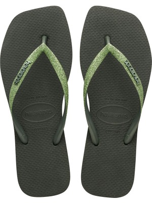 Havaianas Square Glitter Olive Green  Yeşil Kadın Terlik