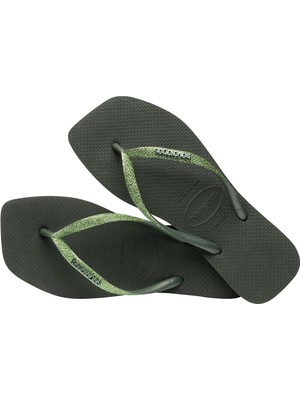 Havaianas Square Glitter Olive Green  Yeşil Kadın Terlik