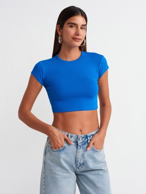 Dilvin 30936 Vücuda Oturan Crop Top-Saks