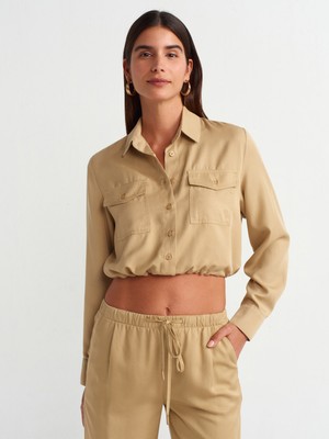 Dilvin 50488 Kargo Cepli Bluz-Camel