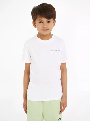 Calvin Klein Beyaz Erkek Çocuk T-Shirt Chest Inst. Logo Ss T-Shirt