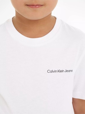 Calvin Klein Beyaz Erkek Çocuk T-Shirt Chest Inst. Logo Ss T-Shirt