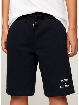 Tommy Hilfiger Lastikli Bel Normal Lacivert Erkek Şort Th Logo Sweatshorts