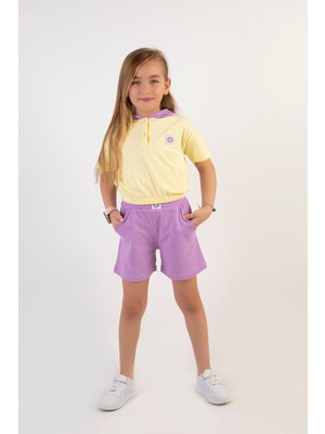 Harika Kids Kız Çocuk Kapşonlu Şortlu Alt-Üst Takım