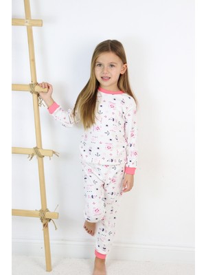 Harika Kids Kız Çocuk Interlok Kumaş Örme Basic Baskılı Pijama Takımı