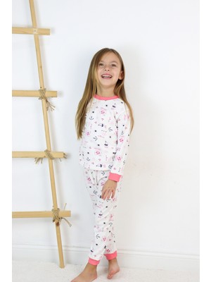 Harika Kids Kız Çocuk Interlok Kumaş Örme Basic Baskılı Pijama Takımı