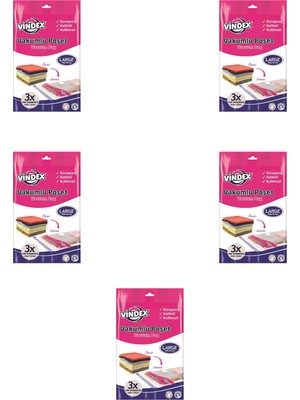 Vindex Vakumlu Giyisi Yastık Yorgan Saklama Torbası Poşeti Hurç - Large - 50X70 Cm. - 5 Paket