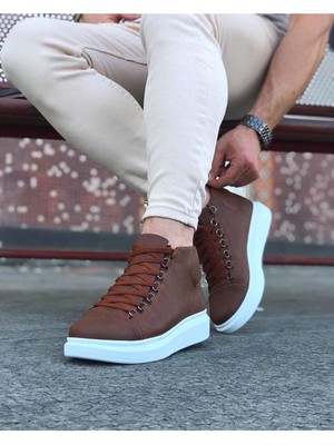 K&A CLZ947 CZ032 Taba Bağcıklı Sneakers  Yarım Bilek Bot