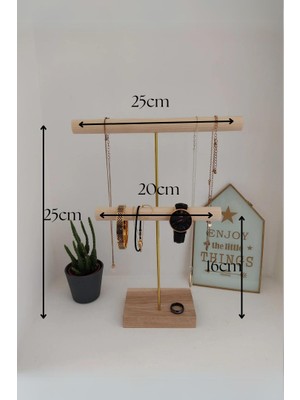 Ostende Takı Organizeri Kolye ve Bileklik Askısı Ahşap Takı Standı Saat Aksesuar Düzenleyici Makyaj