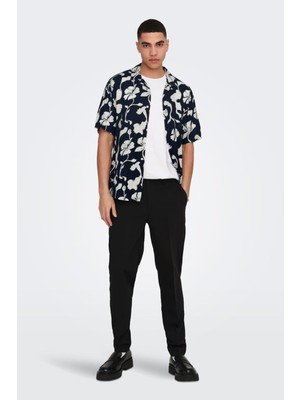 Jack & Jones Onsdash Lıfe Ss Resort Aop Shırt Noos Lacivert