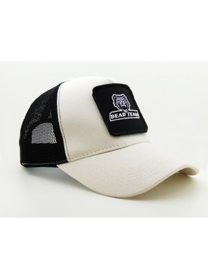 City Goat Trucker Bear TEAM-1072 Kod Logolu Unisex Beyaz-Siyah Şapka (Cap)