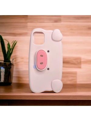 Bu Meydan iPhone 14 Domuz Görünümlü Standlı Silikon Telefon Kılıfı