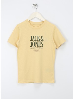 Jack & Jones Baskılı Sarı Erkek Çocuk T-Shirt Jorlucca Fastrunner1 Tee Ss Crew Jn