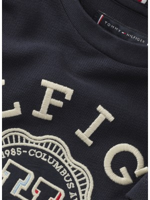 Tommy Hilfiger Baskılı Lacivert Erkek Çocuk T-Shirt Monotype Arch H Seal Tee S/S