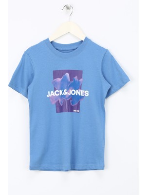 Jack & Jones Baskılı Mavi Erkek Çocuk T-Shirt Jcoflorals Tee Fst Jnr