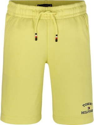 Tommy Hilfiger Lastikli Bel Normal Sarı Erkek Şort Th Logo Sweatshorts