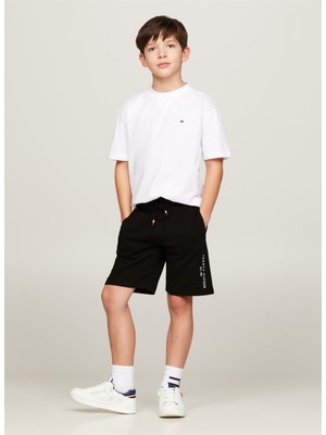 Tommy Hilfiger Lastikli Bel Normal Siyah Erkek Şort Essentıal Sweatshorts