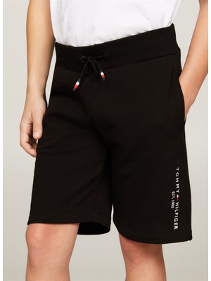 Tommy Hilfiger Lastikli Bel Normal Siyah Erkek Şort Essentıal Sweatshorts