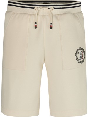 Tommy Hilfiger Normal Bel Normal Bej Erkek Şort Monotype Arch H Seal Sweatshorts