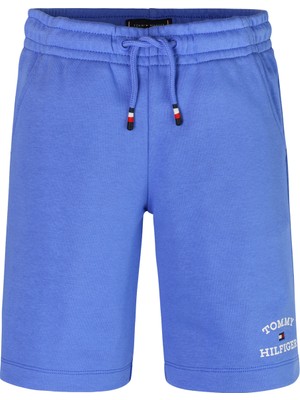 Tommy Hilfiger Lastikli Bel Normal Mavi Erkek Şort Th Logo Sweatshorts